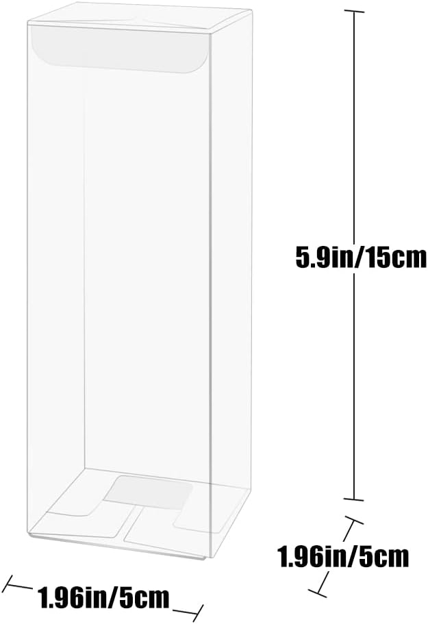 BILLIOTEAM 36 PCS Clear Gift Favor Boxes Candy Gift Box Clear Rectangle Box Plastic Box Transparent Candy Box Chocolate Cookies Treat Boxes For Christmas,Wedding,Party,Gift Wrapping(2" X 2" X 6")
