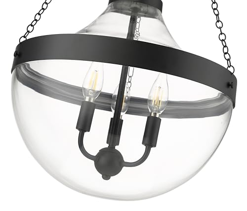ML Lighting | Clarra Collection | 20103-MB | 3 Light Pendant in Matte Black Finish with Clear Glass Shade | Perfect for Kitchens, Dining Rooms, Living Rooms, Entryways, Hallways by ML Lighting - Used condition - US$132.31