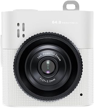 2.5K Mini Dijital Kamera 64MP, 16X Zoom, 1.4” IPS Ekranlı Taşınabilir Çocuk ve Öğrenci Video Kamerası(BEYAZ)