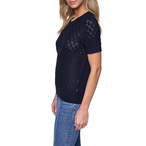 Image of Nautica Women's Crew Neck Solid Short Sleeve Sweater