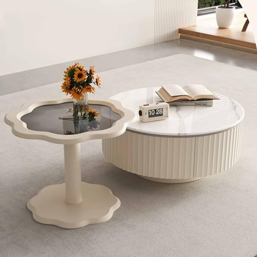 Coffee table à support à trois pieds et plateau blanc scandi - 7