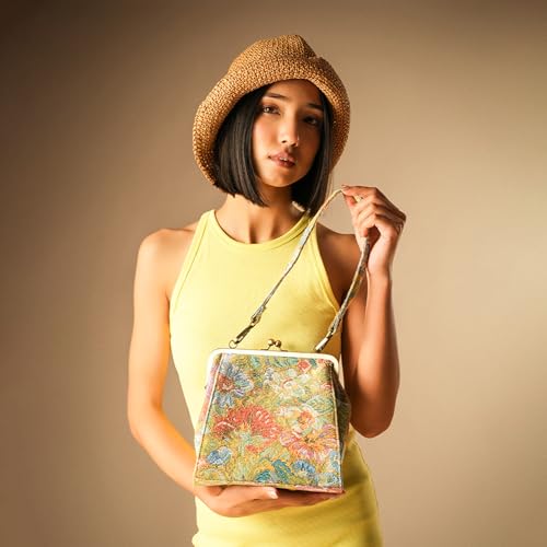 Image of Theater Kisslock Clutch Bag for Women with Adjustable & Detachable Straps | Vintage-Inspired Structured Sling Bag for Day & Evening Use