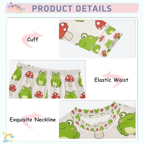 senya Mushroom Cute Frog Pajamas Set Long Sleeve Soft Cotton Sleepwear 2 Piece4