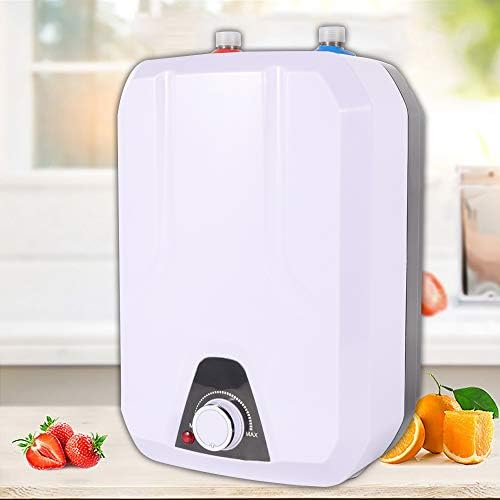 Electric Water Heater, 110V 8L Huge-Tank Electric Tankless Hot Water Heater Smart Hot Water Heater Waterproof Electric Instant Water Heater for Kitchen Washing Faucet Bathroom Shower Household (White)