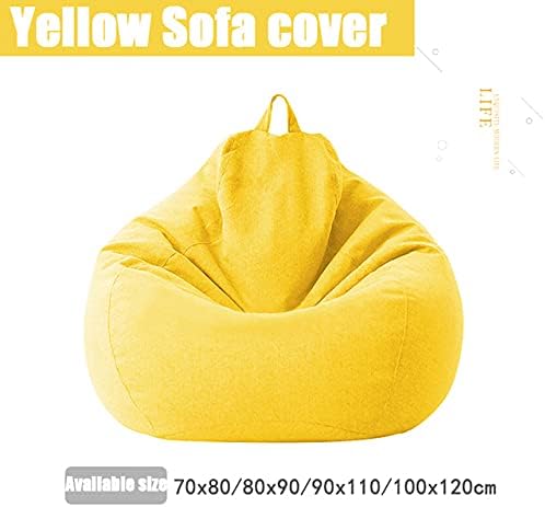 Miniatura 7 de Koolouispoper Funda de sofá Puff Gigante Sillas sin relleno de tela de lino, puf, puf puff puf puf puff (27.6 x 31.5 in, funda de sofá amarilla)
