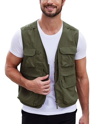 Gihuo Men's Utility Fishing Vest Lightweight Outdoor Work Safari