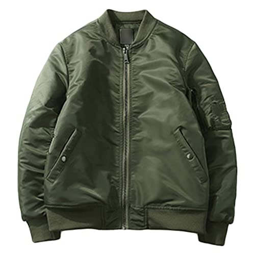Maiyifu-GJ Men's Lightweight Flight Jacket Spring Casual Softshell Bomber Coat Outwear Vintage Full-Zip Military Windbreaker (Armygreen,Medium)
