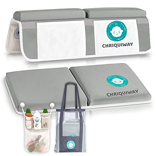 CHRIQUIWAY Baby Bath Kneeler, with Mesh Bag, Thick Bath Kneeler and Elbow Rest pad, Baby Bathtub Cushion for Knee and Arm, Baby Knee Pads, Bath Toy Organizer for Happy Baby Bath Time