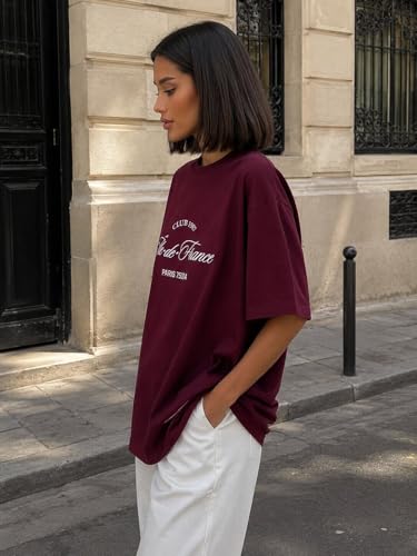 Image of ColorChakra Cotton Oversized Tshirt for Womens Down Shoulder Loose fit t-Shirt Women Baggy Style Oversize t-Shirt Korean fit