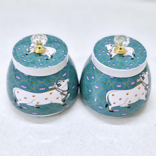 Image of Container jar Box Meenakari Design Return Gifts (Blue)