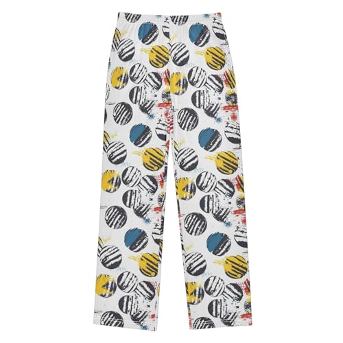 Seamless Sport Pattern with Balls Pajamas Bottoms with Pockets Comfy Pjs Sleepwear Elastic Waistband Pajamas Pants Lounge Pants for 6-14 Years