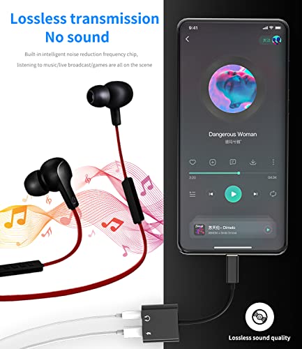 USB C to 3.5mm Audio Adapter Dongle(2in1) DAC Type C Aux Jack Headphone Cable Splitter Charging Cord Accessorie Compatible for Samsung Galaxy S23 S22 S20 FE Ultra LG Apple IPhone15 Ipad Pro Air