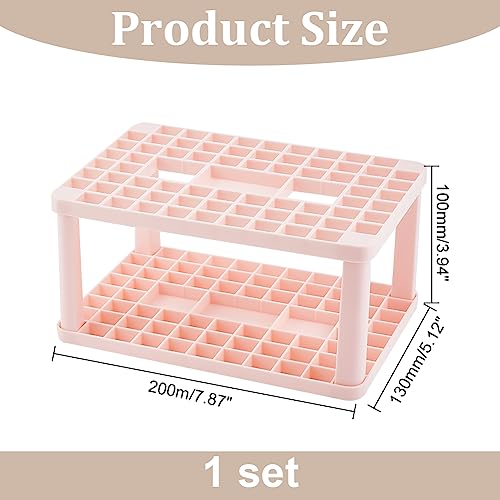 Image of AHandMaker Paint Brush Organizer - 71 Hole Plastic Holder for Makeup, Artist & Cosmetic Brushes, Small Tools - Pink
