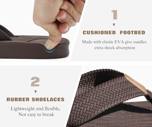 Image of KuaiLu Mens Flip Flops Arch Support Comfortable Summer Beach Thong Sandals Yoga Foam Cushion Slip on Slippers