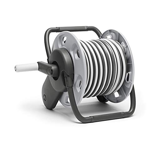 GF Garden, Mini Concept Ready, Avvolgitubo Portatile per Irrigare il Giardino, in plastica, 15 Metri di Tubo Ø1/2, con accessori in dotazione, colore Grigio Tortora