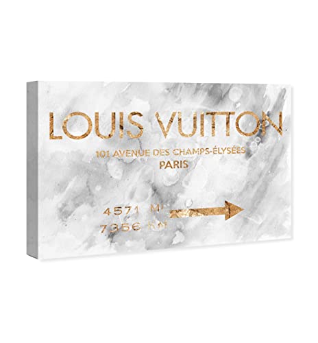 The Oliver Gal Artist Co. Fashion and Glam Contemporary Canvas Art - Parisian Road Sign, Wall Art for Living Room, Bedroom, and Bathroom, 36 in x 24, White and Gold Home Decor by The Oliver Gal Artist Co. - Image 2