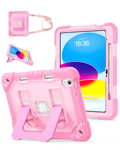 ProCase Kids Case for iPad A16 11th/10th Gen with Pencil Holder, Pink