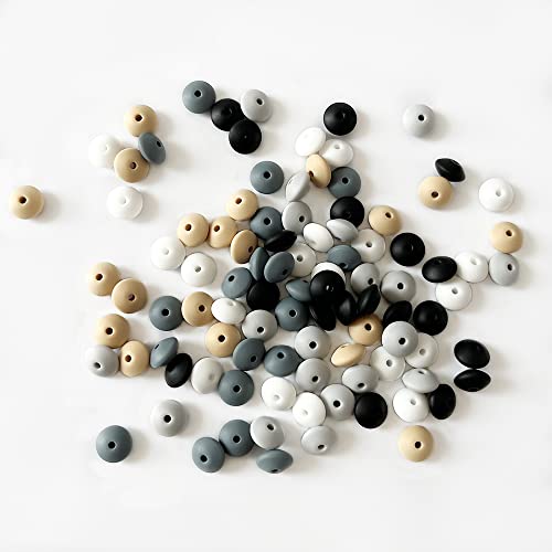 100 Pcs 12mm Silicone Abacus Beads for DIY Jewelry Crafting