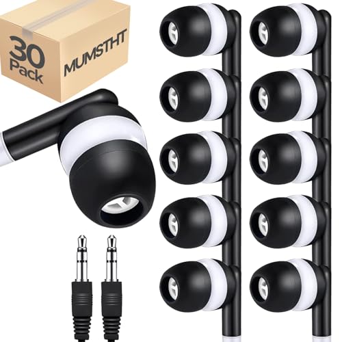 MUMSTHT Kids Earbuds Headphones Bulk 30 Pack for Classroom...