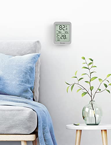 Govee Indoor Hygrometer Thermometer 3 Pack, Bluetooth Humidity Temperature Gauge with Large LCD Display, Notification Alert with Max Min Records, 2 Years Data Storage Export, Grey
