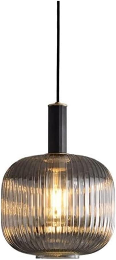 Lampe suspendue de salon lanterne en verre et métal noir
