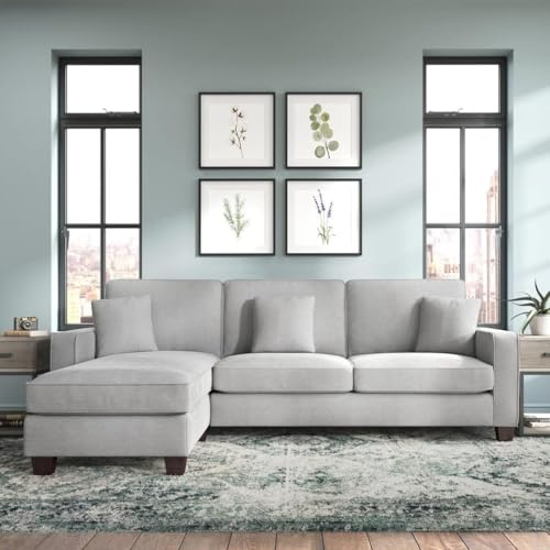 Image of Torque - Moscow 4 Seater Mini L Shape Fabric Sofa Set (Left Side, Light Grey) for Living Room, Bedroom, Home, Office Furniture | 1 Year Warranty.
