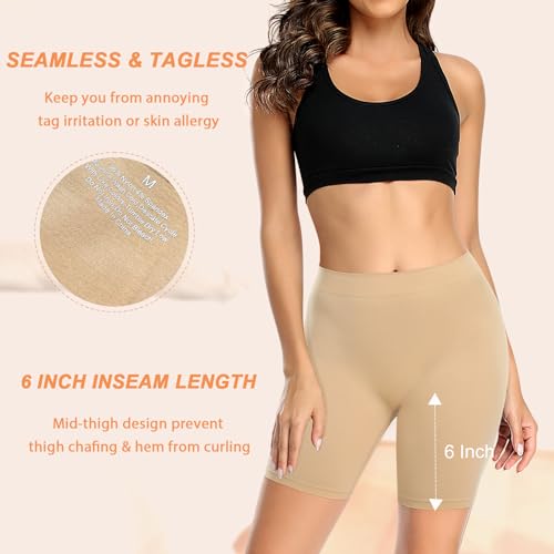 Image of Womens Slip Shorts for Under Dresses Smooth Anti Chafing Underwear Seamless Safety Under Shorts