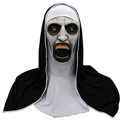 Quiet.T Máscara De Monja De Halloween, Máscara De Disfraces Festival De Fantasmas De Halloween Película De Terror Scared Female Ghost Face Headgear Nun Mask Series