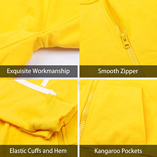 Littlespring Cotton Tracksuits For Toddler Girls Full Zip Jackets And Jogger Set Yellow 4T #TOP2