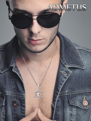 ADMETUS Star of David Necklace 925 Sterling Silver Jewish Star Pendant Estrella de David Jewelry Gifts for Men with 22"+2" Chain3