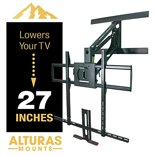 Alturas Fireplace Tv Mount | Am300 Above Fireplace Pull Down Mantel Tv Wall Mount Bracket With Gas Pistons | Fits 55-75 Inches Up To 80 Lbs #TOP2