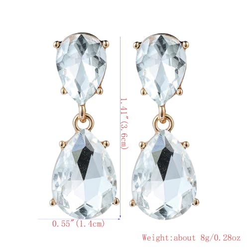 Classic Wedding Bridal Crystal Teardrop Women Dangle Drop Earrings(White) - image 4