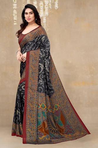 Image of MIRCHI FASHION Saree for Woman Chiffon Kalamkari Design | Professional Office Wear Lightweight Sari for All-Day Comfort with Blouse (Available in 15 Colors)