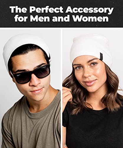 Warm Slouchy Beanie Hat - Deliciously Soft Daily Beanie In Fine Knit White #TOP2