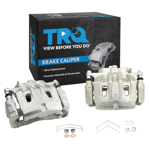 Image of TRQ Front Brake Caliper Set Zinc Coated Brackets Hardware Compatible with 2010-2015 Lexus RX350 2015 RX450h 2010-2019 Toyota Highlander 2011-2020 Sienna