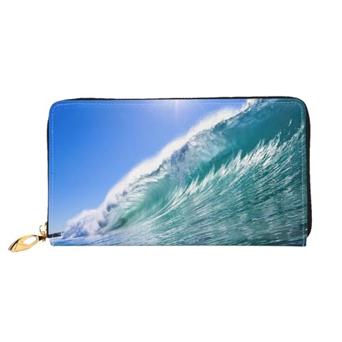Portefeuille en cuir pour femme Big Ocean Wave avec impression HD chic