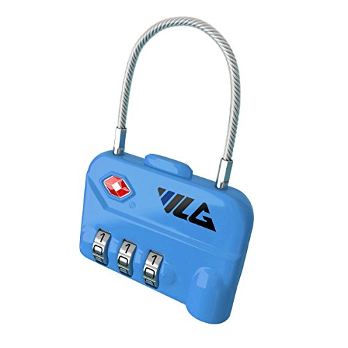 VLG Safety Luggage Lock - Extra Strong Cable Combination Lock - TSA Approved - Durable and Dependable Guarantee (Sky Blue)