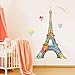 decalmile Stickers Muraux Tour Eiffel Fille Autocollants Mural Montgolfieres Coloré Décoration Murale Enfants Chambre Salon