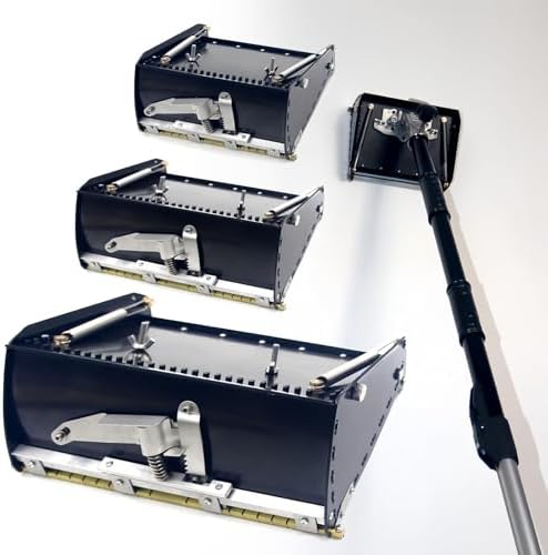 Premium Aluminum Alloy Drywall Flat Box Tool Set - 8", 10", 12" Mud Pan with 41"-65" Adjustable Handle - Quick Clean Professional Drywall Knives for Efficient Finishing