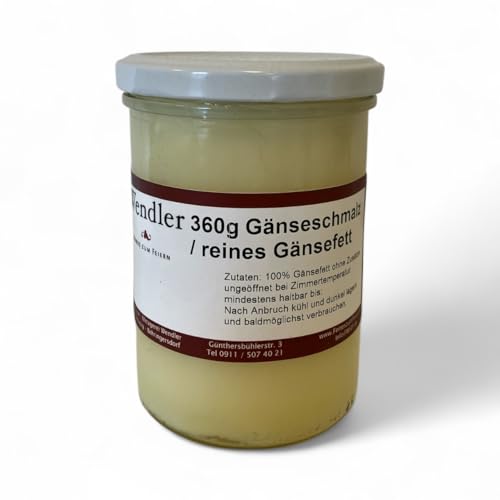 Gänsefett/Gänseschmalz im Glas ungewürzt (360g) hausgemacht in der fränkischen Handwerksmetzgerei