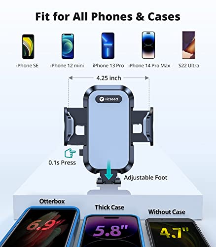 Vicseed CTEZ11 Military-Grade Sturdy Car Phone Holder Mount, 𝗨𝗽𝗴𝗿𝗮𝗱𝗲𝗱 𝗔𝗻𝘁𝗶 𝗦𝗵𝗮𝗸𝗲 Metal Cd Slot & Air Vent Thick Case Friendly Phone Mount thumb #7