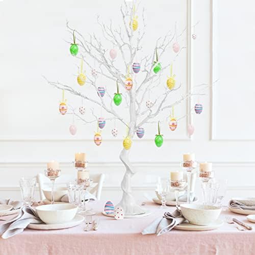 Sziqiqi 105cm White Twig Tree Easter Tree Centrepieces for Indoor Outdoor, Large Decorative Tree Branches Xmas Tall Ornamental Wishing Tree for Wedding Christmas Halloween Birthday Event Display