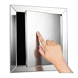 HJZALMI Schiebefenster Edelstahl-Revisionsklappe, Flächenbündige Revisionsklappe Mit klick-Öffnung, Türplatte Für Lüftungsöffnungen Von Elektrozählern Für Badezimmer Und Küche(25x25cm(9.8x9.8in))