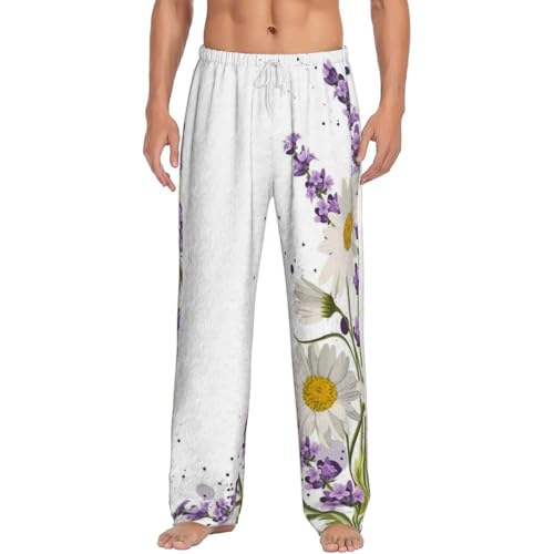 Pantalon pyjama homme flanelle polaire vêtement détente maison motifs fleurs