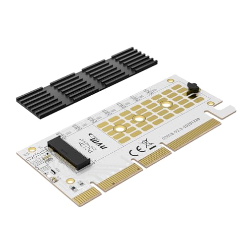 MAIWO NVMe to PCIe X16 Adapter Card with Aluminum Heatsink Max 32GB/s‌, PCIe 4.0 Expansion Card for M.2 NVMe/AHCI M-Key B+M Key SSD 2280 2260 2242 2230, Tool Free