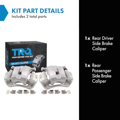 Image of TRQ Rear Brake Caliper Set Zinc Coated Hardware Brackets Compatible with 2012-2017 Toyota Prius V