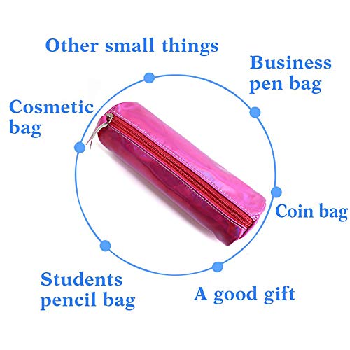 Image of Aisa Pencil Case Holographic Zipper Pen Bags Cosmetics Bags Rose Red