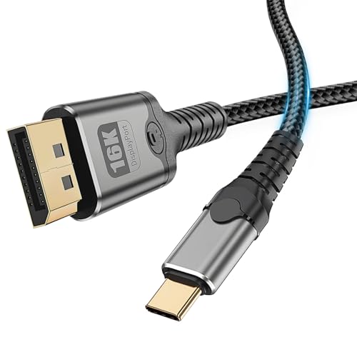 Câble USB-C vers DisplayPort 2.1 16K de 2m pour MacBook M4 et écran gaming