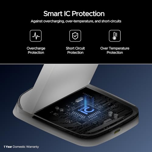 boAt Powerpod 200 Charger w/15W Wireless Charging, Power Bank, Premium Fiber Cloth Build, Dual Coils Micro USB Input, Anti-Slip Grip, 6mm Transmission Range, Smart IC Protection, LED Indicator(White)