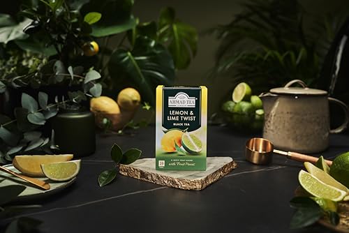 Ahmad Tea Lemon & Lime Fruit Black Tea | Black Tea - 20 Teabag Sachets